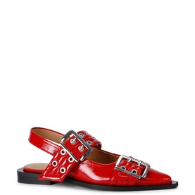 Wide Welt Buckle Slingback Flats