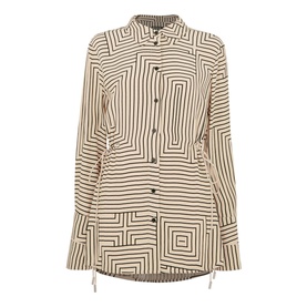 Angled Stripe Tie-Detail Shirt