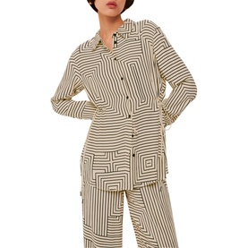 Angled Stripe Tie-Detail Shirt