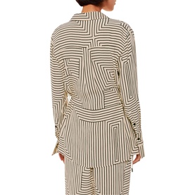 Angled Stripe Tie-Detail Shirt