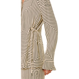 Angled Stripe Tie-Detail Shirt