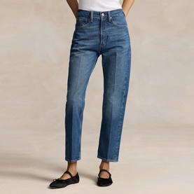 High-Rise Cropped Straight Leg Jeans