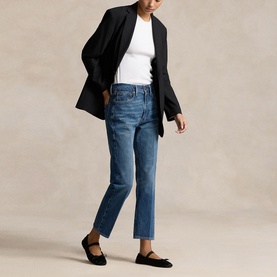 High-Rise Cropped Straight Leg Jeans