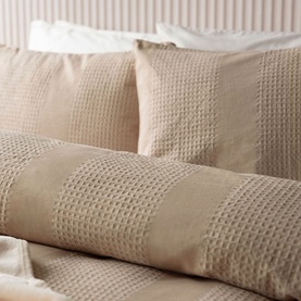 Waffle Stripe Square Pillowcase Latte