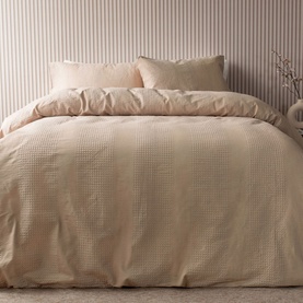Waffle Stripe Square Pillowcase Latte