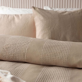Waffle Stripe Duvet Set Latte