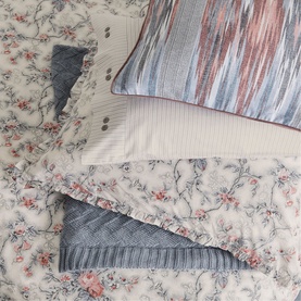 Estelle Duvet Set Chambray and Pink