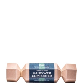 Green Cuisine Hangover Comforter Cracker in festive Christmas cracker design, rose gold wrapping with navy label centre