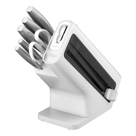 StaySharp Knife Block with Integrated Sharpener 6-Piece Stainless Set White