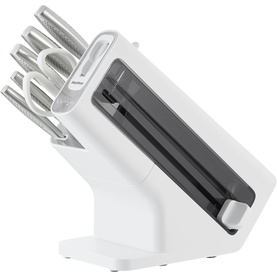 StaySharp Knife Block with Integrated Sharpener 6-Piece Stainless Set White
