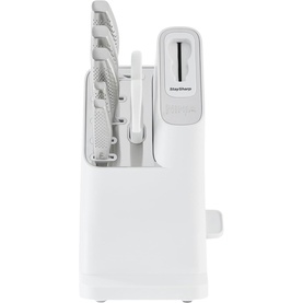 StaySharp Knife Block with Integrated Sharpener 6-Piece Stainless Set White