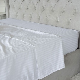 Hotel Suite 540 Count Satin Stripe Flat Sheet White