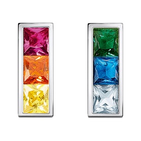 Rectangular Rainbow Stud Earrings