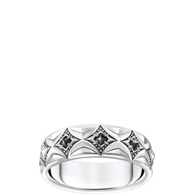 Blackened Silver Patterned Band Ring