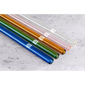 Straight Coloured Glass 4-Piece Straw Set
