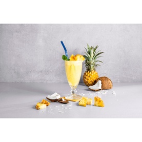 Curved Coloured Glass 4-Piece Straw Set