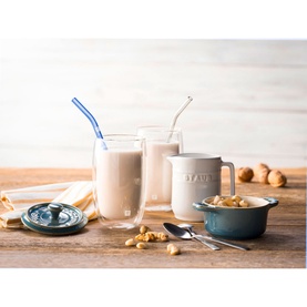 Curved Coloured Glass 4-Piece Straw Set