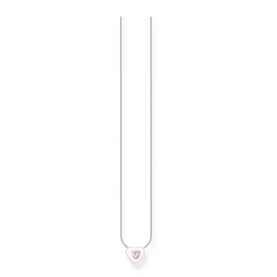 Pink Enamel Silver Heart Necklace