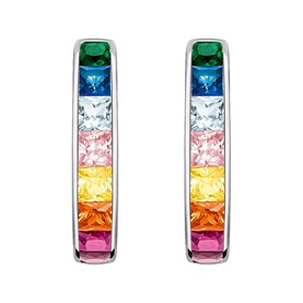 Rainbow Stone Hoop Earrings