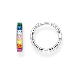 Rainbow Stone Hoop Earrings