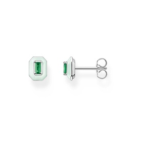 3D Green Octagon Stud Earrings