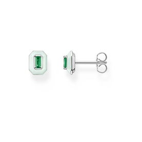 3D Green Octagon Stud Earrings