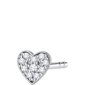 Thomas Sabo Heart-Shaped Single Stud Earring in sterling silver with pav&eacute; zirconia detailing and push back fastening