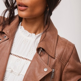 Zip Leather Biker Jacket