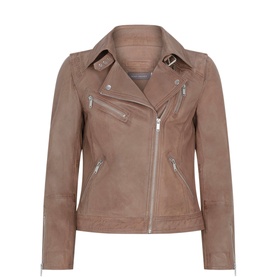 Zip Leather Biker Jacket