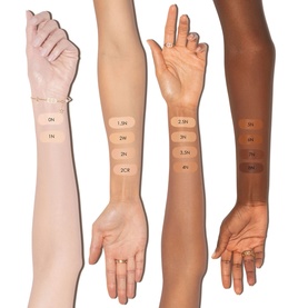 Dior Forever Skin Perfect Foundation Stick shade range swatched across four arms showing fair to deep skin tones