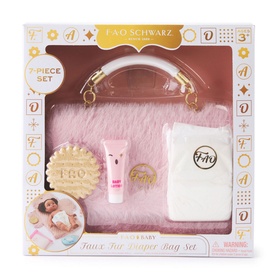 Toy Doll Faux Fur Diaper Bag Set