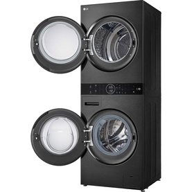 WashTower 12kg/10kg DUAL Inverter Heat Pump&trade; TurboWash&trade;360 Platinum Black