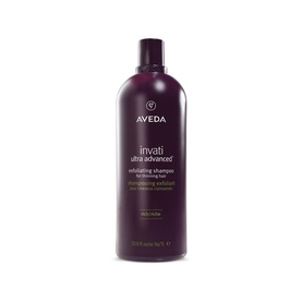 Aveda Invati Ultra Advanced Exfoliating Shampoo Rich 1000ml in deep purple bottle with gold label detailing