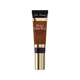 Too Faced Born This Way Soft Matte Foundation in Tiramisu, 30ml tube with gold and black cap