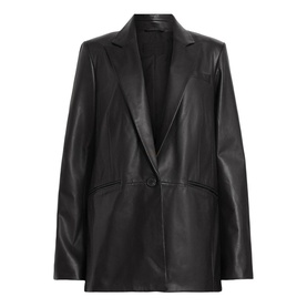 Deri Single-Breasted Leather Blazer