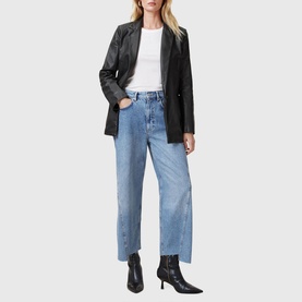Deri Single-Breasted Leather Blazer