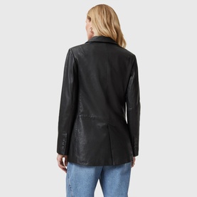 Deri Single-Breasted Leather Blazer