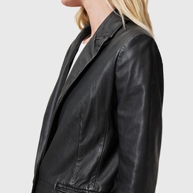Deri Single-Breasted Leather Blazer