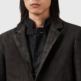 Survey Double-Layered Leather Blazer
