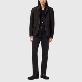 Survey Double-Layered Leather Blazer