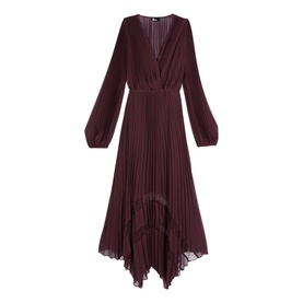 Pleated Crossover-Front Dress
