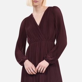 Pleated Crossover-Front Dress