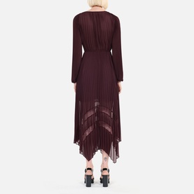 Pleated Crossover-Front Dress