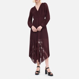 Pleated Crossover-Front Dress