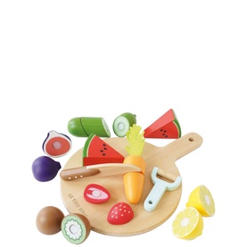 Wooden Chopping Board & Sliceable Play Food