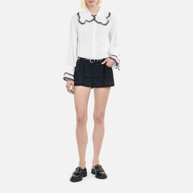 Lace Trim Silk Blouse