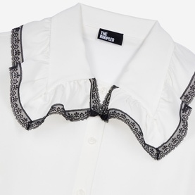 Lace Trim Silk Blouse