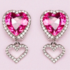 Boutique Heart Jewel Clip-On Earrings
