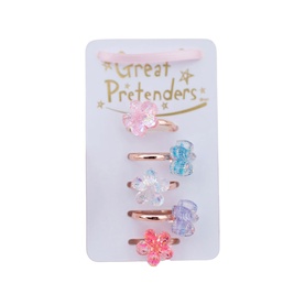 Boutique Shimmer Flower Five-Piece Ring Set