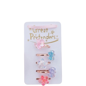 Boutique Shimmer Flower Five-Piece Ring Set